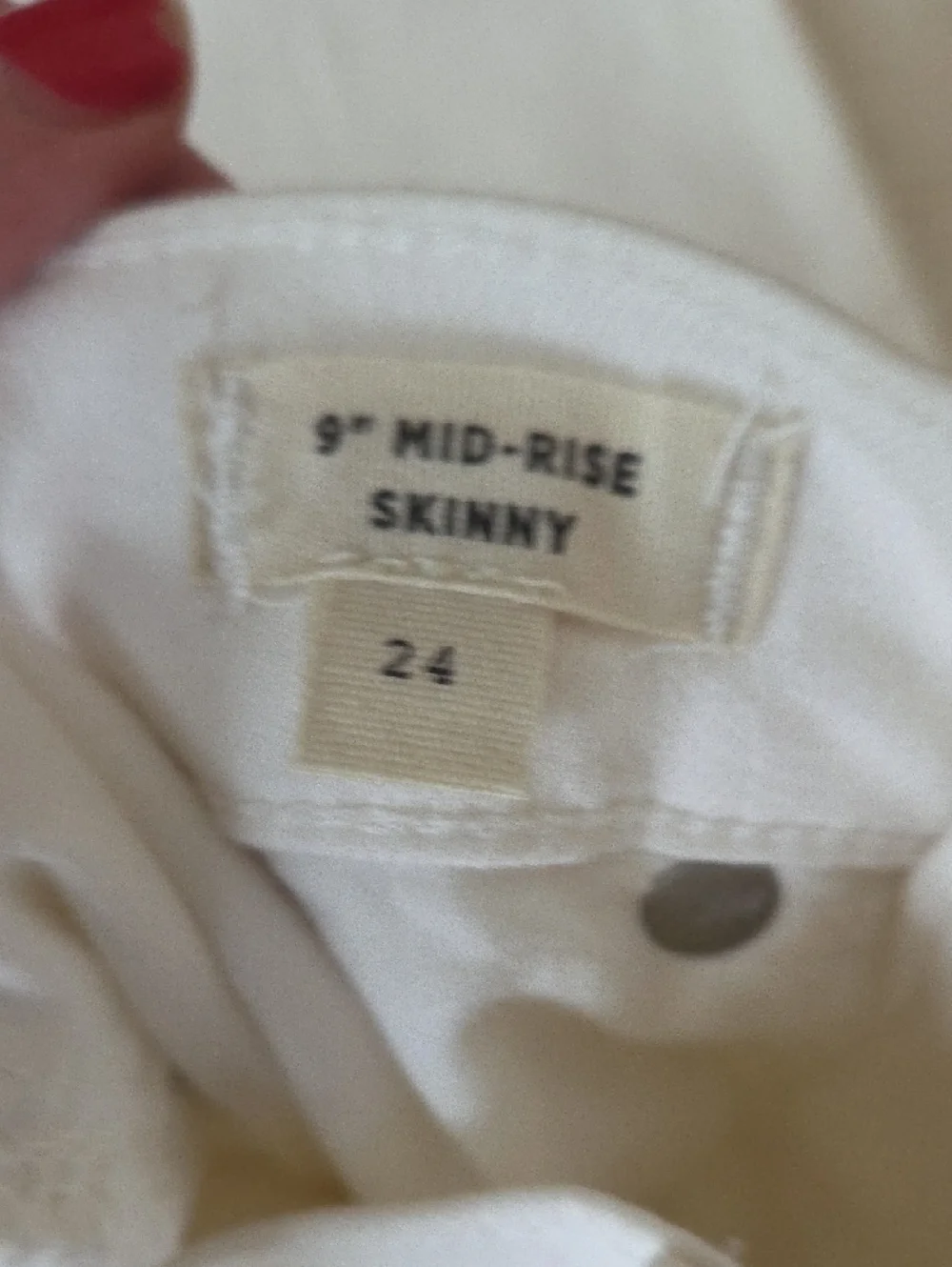 NWT Madewell White 9 Inch Mid Rise Skinny Jeans Button-Fly Sz 24